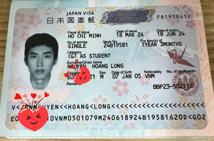 Chúc mừng học sinh Nguyễn Hoàng Long đã có visa du học Nhật Bản