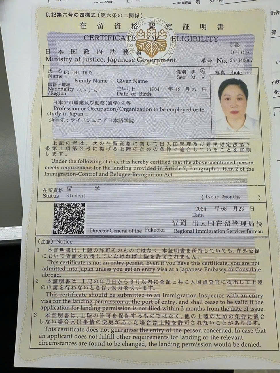 Chúc mừng học sinh Đỗ Thị Thuý đã có visa du học Nhật Bản